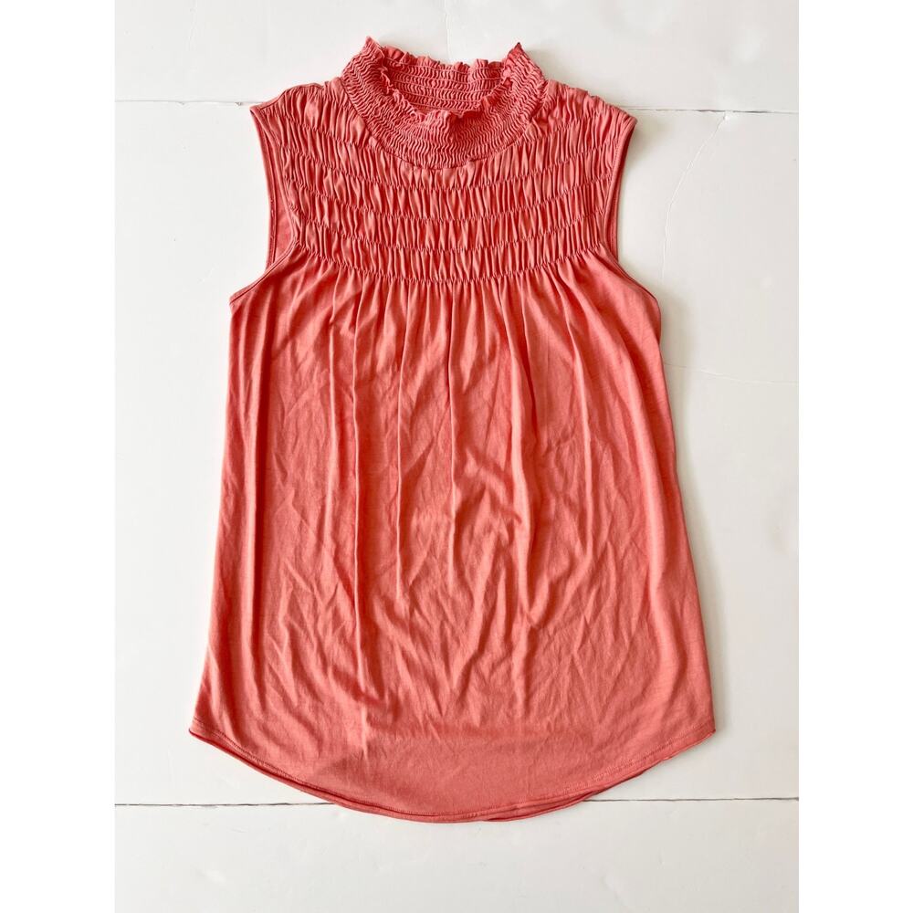Sundance Sleeveless Smocked Neck Coral Top